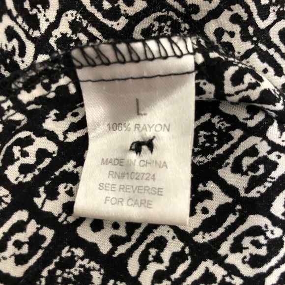 GIORGIO Sant’Angelo - Black & White V-Neck Long Sleeve Top - Size Large - Picture 3 of 7